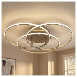 GLOBO LIGHTING LED Deckenleuchte, LED-Leuchtmittel fest verbaut, Neutralweiß, Deckenleuchte Deckenlampe Esszimmerlampe Ringe Alu verstellbar LED braun