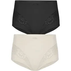 Miederslip SUSA "2er Pack Miederslip London", Damen, Gr. 48, bunt (champagner schwarz), Stoff, Obermaterial: 75% Polyamid PA. 25% Elasthan EL., Unterhosen