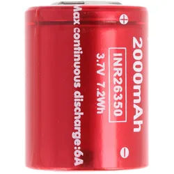 26350 Li-ion Akku INR 26350 3,7 Volt 2000mAh Abmessungen 26,1x35mm max. 6A