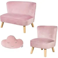 Roba Kindersofa 3er-Set rosa / mauve , Rosa , Textil , Füllung: Polyester , 70x50x48 cm , Kinder- & Jugendzimmer, Kindermöbel, Kindersitzmöbel & -tische, Kindersessel & -sofas