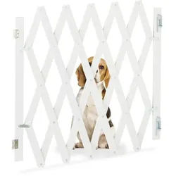 Relaxdays Ausziehbares Hundeabsperrgitter in Weiß Weiß