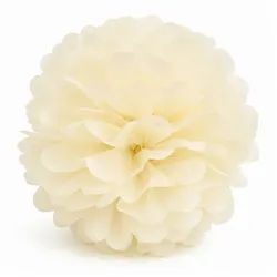 Creativery Pompon, Pompon 12cm Papier 1 Stück Creme weiß