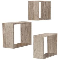 HTI-Line Wandregal Wandregal Altona 905b 3er-Set, Set 3-tlg., Würfelregal beige