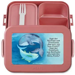 Mr. & Mrs. Panda Butterdose Walfisch Thunfisch Design, Bentobox, Rot Pastell, Lustige Sprüche, Lu, Polypropylen lebensmittelecht, (Packung), Flachwitz Geschenk Tunfisch Wortwitz Lustig rot