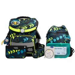 School-Mood Timeless Pro Schulranzen-set, blau mit Muster