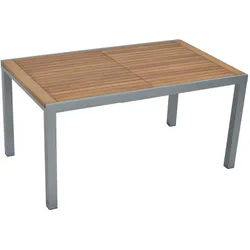 Gardenson Gartentisch , Naturfarben, Silberfarben , Metall , Akazie , massiv , rechteckig , eckig , 90x75x150-200 cm , ausziehbar , Gartenmöbel, Gartentische, Gartentische Ausziehbar