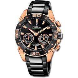 Festina Quarzuhr Festina Herrenuhr Chrono Bike, Herrenuhr Edelstahlarmband schwarz, rund, extra groß (ca. 46mm) schwarz