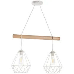 Pendelleuchte , Hellbraun, Weiß Hochglanz , Holz, Metall , Bambus , rund , 24x90x60 cm , Eec , ohne Chemie , Lampen & Leuchten, Leuchtenserien