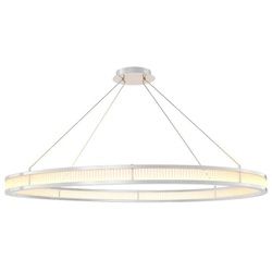 Casa Padrino Luxus LED Kronleuchter Silber / Weiß Ø 139 cm - Moderner runder Kronleuchter - Wohnzimmer Kronleuchter - Hotel Kronleuchter