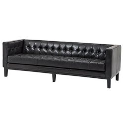 Casa Padrino Sofa Luxus Echt Leder Sofa Glasgow Vintage Leder Schwarz - 3 Sitzer - Luxus Hotel Möbel