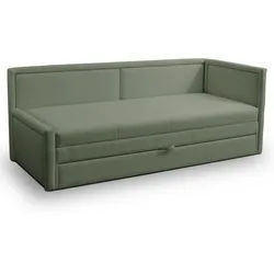 Selsey Jugendbett Caprili Salbeigrün mit Bettkasten , Hellgrün , Textil , 163x189 cm , Kinder- & Jugendzimmer, Jugendmöbel, Jugendbetten
