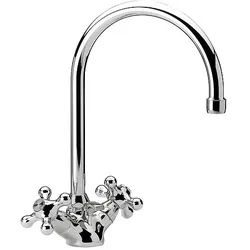 Zweigriff-Waschtischmischer Retro, Ausladung 190 mm, mit Zugstange, chrom - 93 910 06