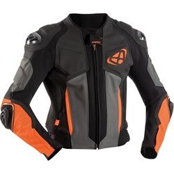 Ixon Vendetta Evo Motorrad Lederjacke, schwarz-grau-orange, Größe XL für Männer