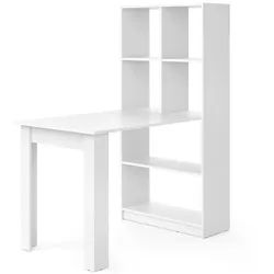 Vicco Schreibtisch Gael Weiß 70 x 122 cm , Holzwerkstoff , 6 Fächer , Rechteckig , 70x145.6x122 cm , Büromöbel, Schreibtische, Schreibtische