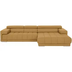 Beldomo Speed Ecksofa , Gelb , Leder , Echtleder , Semi-Anilinleder , Ottomane rechts, L-Form , 330x190 cm , Typenauswahl, Fußauswahl, Lederauswahl, seitenverkehrt erhältlich, Hocker erhältlich, Rückenfutter, individuell planbar , Wohnzimmer, Sofas & Couches, Wohnlandschaften, Ecksofas