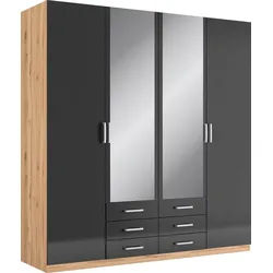 priess Kleiderschrank Amsterdam, viel Stauraum durch viele Schubkästen mit oder ohne LED-Beleuchtung schwarz 185 cm x 193 cm x 56 cm