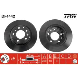 TRW Bremsscheibe df4442 280mm 10mm für MAZDA (FAW) FAW MAZDA