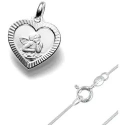 Order & Smile Schmuck Kette mit Anhänger Schutzengel Anhänger: Schmuck Kette aus Silber (Set, inkl. Kette), gestempelt silberfarben