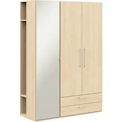 Cantus Kleiderschrank , Eichefarben , Metall , 6 Fächer , 2 Schubladen , 152.6x213.6x59.3 cm , Made in Germany , in verschiedenen Holzdekoren erhältlich , Schlafzimmer, Komplette Schlafzimmer und Serien, Schlafzimmerserien