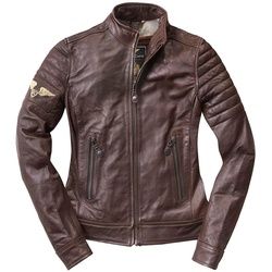 Black-Cafe London Ilam Damen Motorrad Lederjacke, braun, Größe S