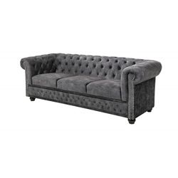 Casa Padrino Chesterfield-Sofa Casa Padrino Chesterfield 3er Sofa in Grau / Braun 205 x 73 x H. 85 cm - Designer Chesterfield Sofa