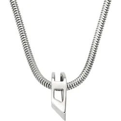 Kette mit Anhänger DIESEL "Schmuck Geschenk Edelstahl D LOGO", silber (edelstahlfarben), Halsketten, Herren, Edelstahl, L: 50 B: 3mm, B:3mm