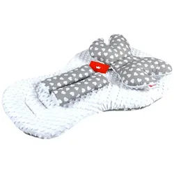 BabyLux Kinder-Sitzauflage BABYLUX Kinderwagen SITZAUFLAGE Kissen Gurtschoner f. Buggy Autoschale, 7. Weiß + Herzen 3 Tlg Sitzauflage + Kissen + Gurtpolster weiß