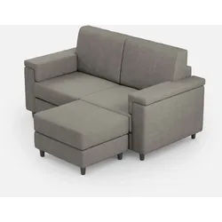 Marrak 2-Sitzer-Sofa (zwei 60-cm-Sitze) + Hocker, Außenmaße L.148 T.155, Farbe Grau