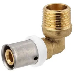 Pressfitting-Winkel 90° - 16 x 2,0 mm - 1/2 Zoll Außengewinde für MV-Rohr