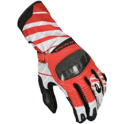 Macna Krown perforierte Motorrad Handschuhe, schwarz-weiss-rot, Größe XL für Männer