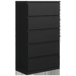 Raumhirsch Furniture Kommode, Sideboard, Kommode für das Schlafzimmer - Wohnzimmer (Maße: 70 × 39 × 124,5 cm, 5 Schubladen, Rollenschienen), viele Farbvarianten - Hochwertig & stabil schwarz
