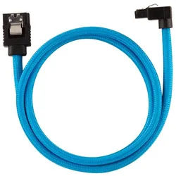 CORSAIR Premium Sleeved SATA Data Cable Set with 90ø Connectors, Blue, 60cm