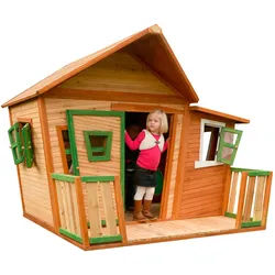 Ambia Garden Spielhaus , Braun, Grün, Weiß , Holz , Zeder , 220x174x193 cm , Fsc, EN 71 , Freizeit & Co, Gartenspielzeug, Spielhäuser