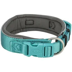 TRIXIE Hunde-Halsband Premium Halsband, extra breit, aqua/grafit Größe: XS-S Maße: 27-35 cm / 25 mm