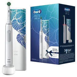 Oral-B - Elektrische Zahnbürste 'Pro 3 + Reiseetui Floral Design' in Weiß 1 St
