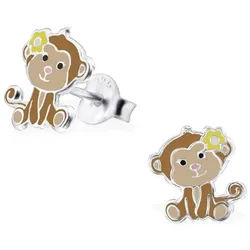 Order & Smile Schmuck Paar Ohrstecker Kinderohrstecker: Silber Ohrringe für Kinder „Affe“ silberfarben