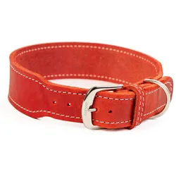 CopcoPet Hunde-Halsband Hundehalsband - Zoe, Robust, nachhaltig, Naturprodukt. Handgefertigt rot 35 - 40 cm 30 mm verchromt