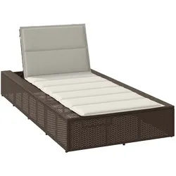 furnicato Gartenliege Sonnenliege PE-Rattan Braun 210x100x27,5/47/67/79 cm verstellbar braun