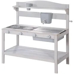 Roba Outdoor-Spielküche Outdoor Spielküche grau , Grau , Holz , Rechteckig , 90x88x35 cm , unisex , FSC 100% , Outdoor Spielzeug, Gartenspielzeug