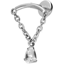 Titan Labret mit Innengewinde BOGEN + KETTE + KRISTALLTROPFEN