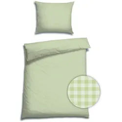 Florella Bettwäsche , Salbeigrün , Textil , Karo , 140x200 cm , Oeko-Tex® Standard 100, Oeko-Tex® Made IN Green , pflegeleicht, atmungsaktiv, hautfreundlich, schadstoffgeprüft, edel glänzend , Heimtextilien, Bettwäsche & Leintücher, Bettwäsche, Satin-Bettwäsche