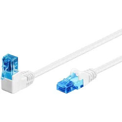 Goobay CAT 6A Patchkabel 1x 90° gewinkelt U/UTP weiß 3 m Kupferkaschierter Al Netzwerkkabel