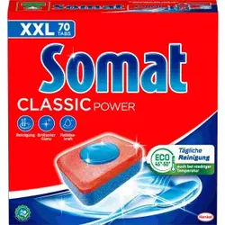 SOMAT CLASSIC POWER TABS, Tablettenförmiger Geschirr-Reiniger für die tägliche Reinigung, 1 Packung = 70 Tabs