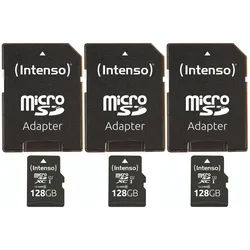 INTENSO MicroSD-Card Performance Line, 3424491, 128 GB 3er Pack