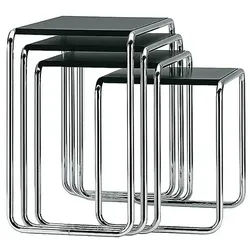 Thonet Satztisch B9 schwarz, Designer Marcel Breuer, 60x45-66x39 cm