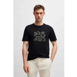 BOSS für Herren. 50519350 Typografisches T-shirt schwarz (XL), Lässig, Baumwolle, Kurzarm