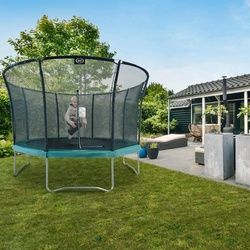 Ambia Garden Trampolin , Grün, Schwarz , Metall, Kunststoff , rund , 405x269x405 cm , EN 71, Ce , Freizeit & Co, Gartenspielzeug, Hüpfburgen & Trampoline