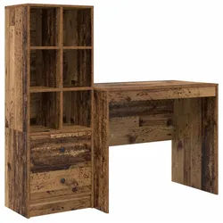 vidaXL Schreibtisch Schreibtisch mit Schubladen mit Regal 2 pcs Altholz (2-St)