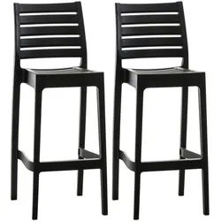 CLP Barhocker 2er Set Kunststoff schwarz , Schwarz , 45x105x51 cm , Esszimmer, Barmöbel, Barhocker