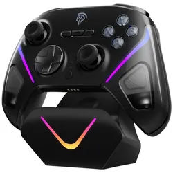 EasySMX D10 Wireless mit Ladestation & RGB-Beleuchtung Gaming-Controller (TMR-Joysticks und Ladestation mit Autoreconnect) schwarz